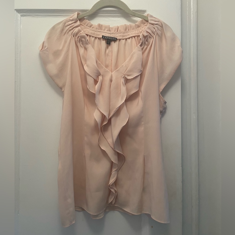 Express Women's Blush Ruffle Blouse